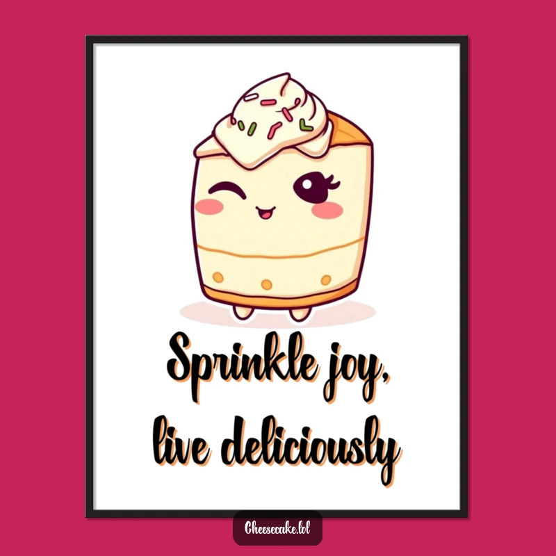 Funny Free Printable Wall Art: Winking Cheesecake, Quirky Downloadable Decor