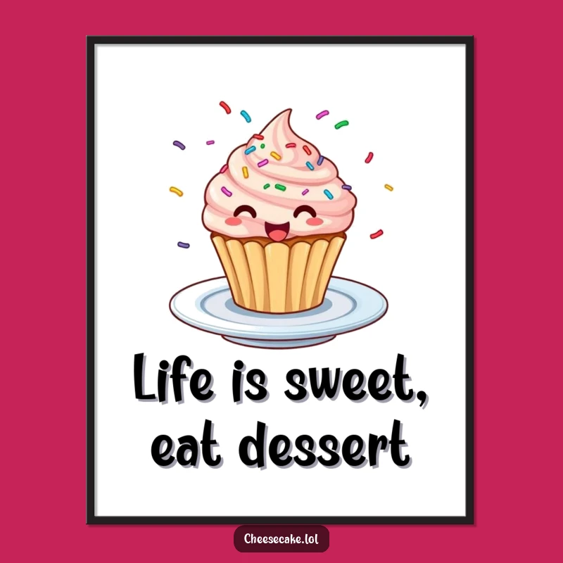 Free Printable Excited Cupcake Wall Art: Festive Sprinkle Art for a Humorous Downloadable Decor