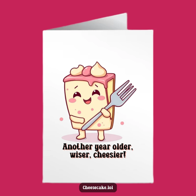 Free Printable Birthday Card: Giggle-Worthy Cheesecake Slice Fork Fun - Funny Downloadable Greeting