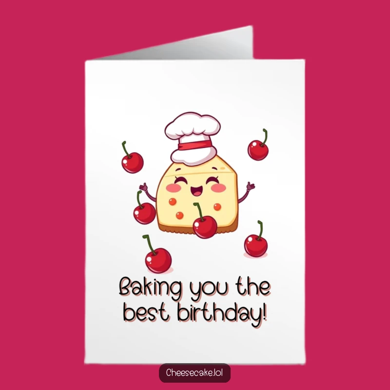 Free Printable Birthday Card: Chef Cheesecake, Juggling Cherries, Fun Downloadable Gift