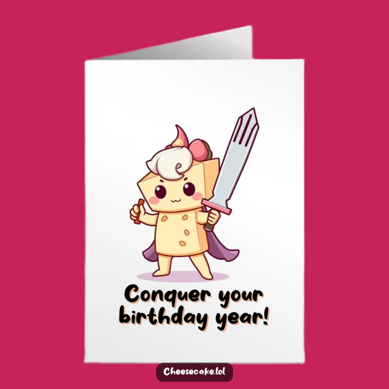 Free Printable Bday Card: Brave Cheesecake Fork Warrior Downloadable