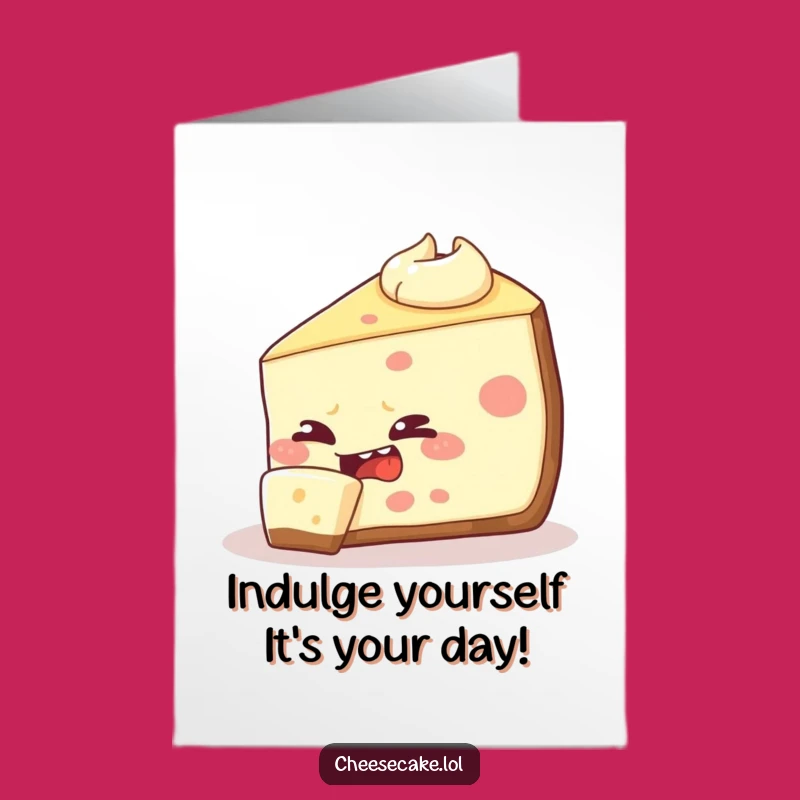 Free Printable Birthday Card: Sneaky Cheesecake Self-Bite Humor - Funny Downloadable