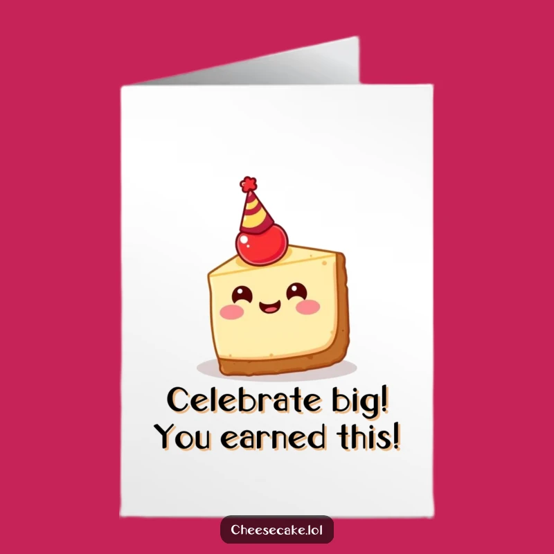 Free Printable Congrats Card: Party Cheesecake Slice Celebrates Your Success - Humorous Download