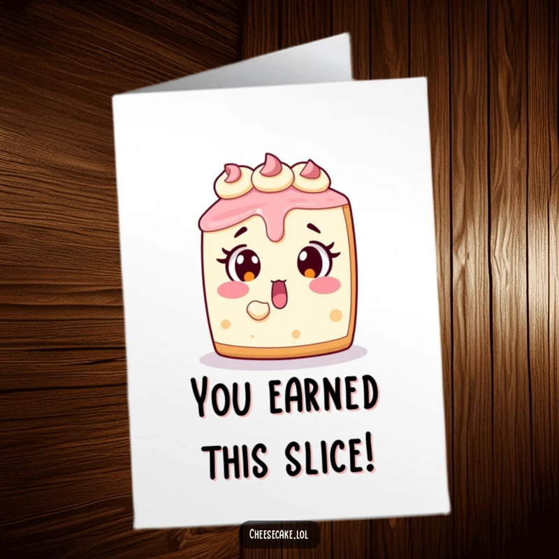 Funny Free Printable Congratulations Card with a surprised cheesecake graphic, celebrating their amazing success.