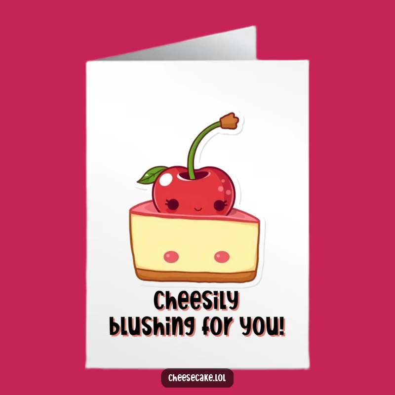Free Printable Congrats Card: Blushing Cheesecake, Funny Downloadable Gift for Sweet Achievements
