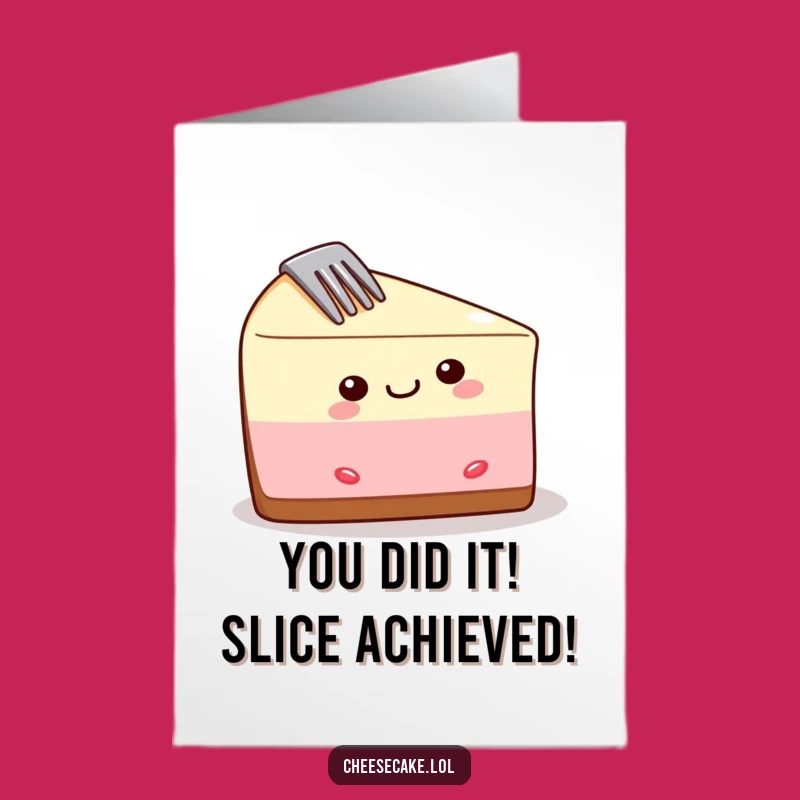 Free Printable Congrats Card: Funny Cheesecake Stuck Fork - Hilarious DIY Downloadable