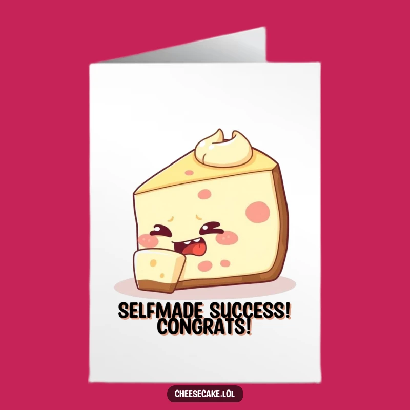 Free Printable Congrats Card: Mischevious Cheesecake Slice Greed - Humorous Download