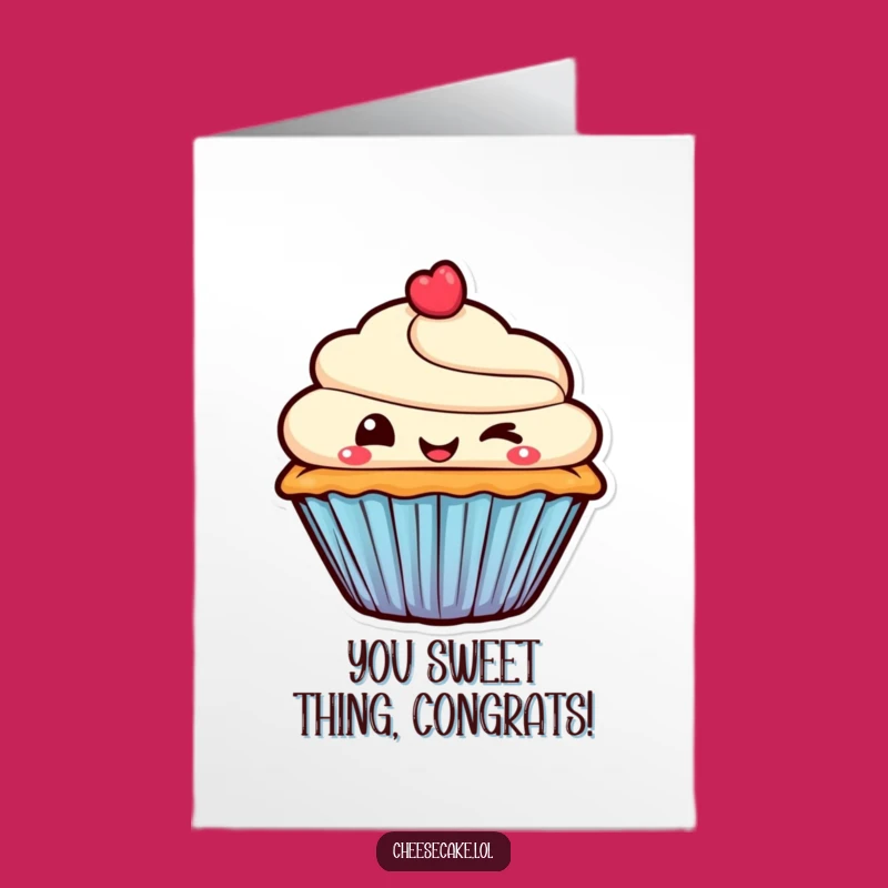 Free Printable Congrats Card: Winking Cupcake, Cheeky Celebration Downloadable