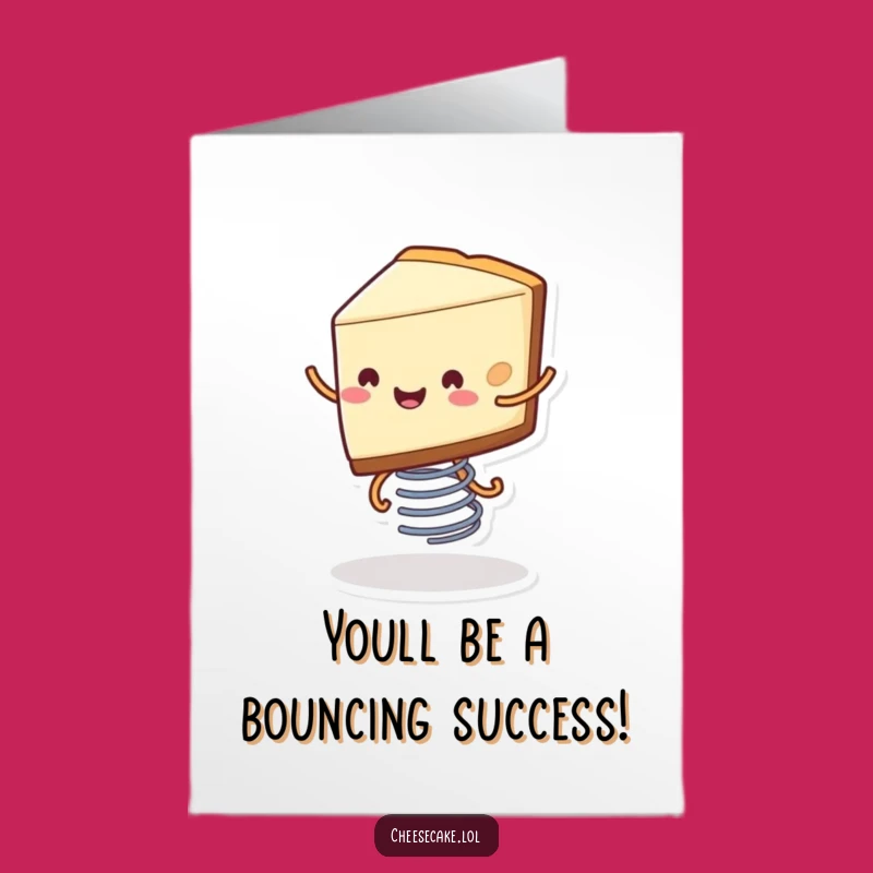 Free Printable Congratulations Card: Bouncy Cheesecake Slice Downloadable Celebration