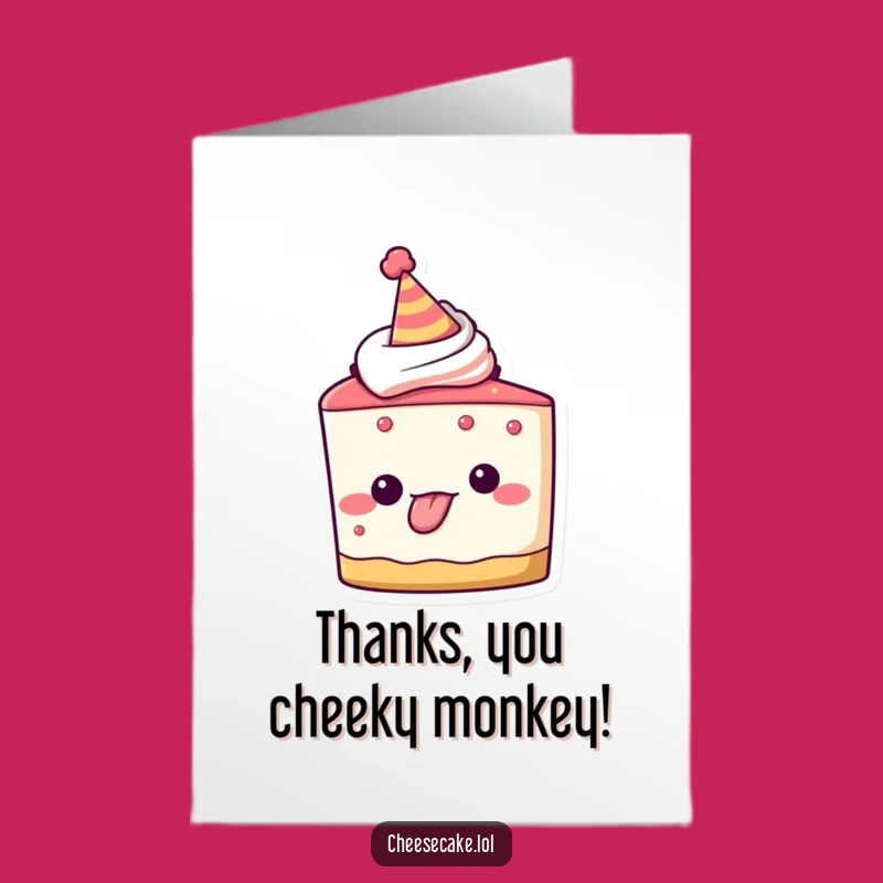 Free Printable Thank You Card: Cheeky Cheesecake, Party Hat, Grateful Downloadable