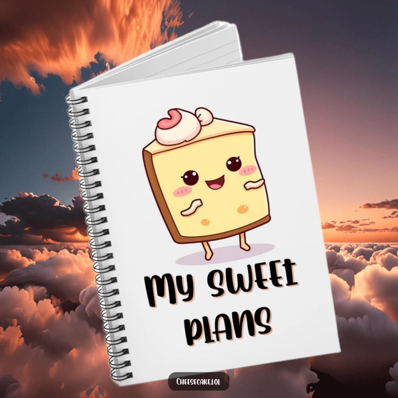 Funny Cheesecake Shimmy Notebook: A journal cover featuring a cheesecake slice with legs doing a happy shimmy.