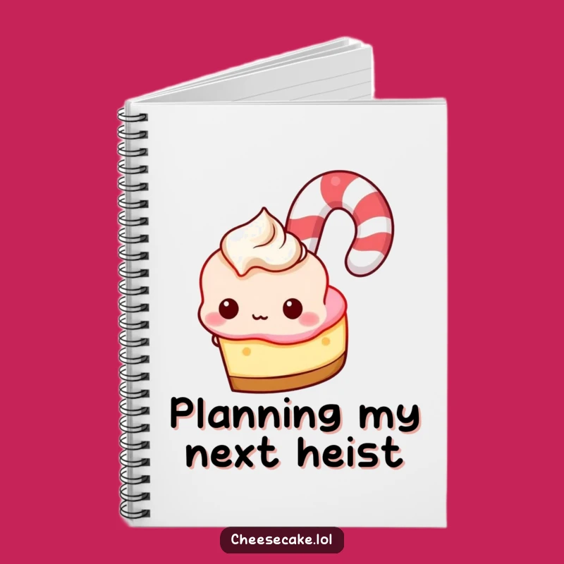 Funny Cheesecake Candy Cane Peek Notebook, Jot Down Ideas with Hilarious Dessert Style