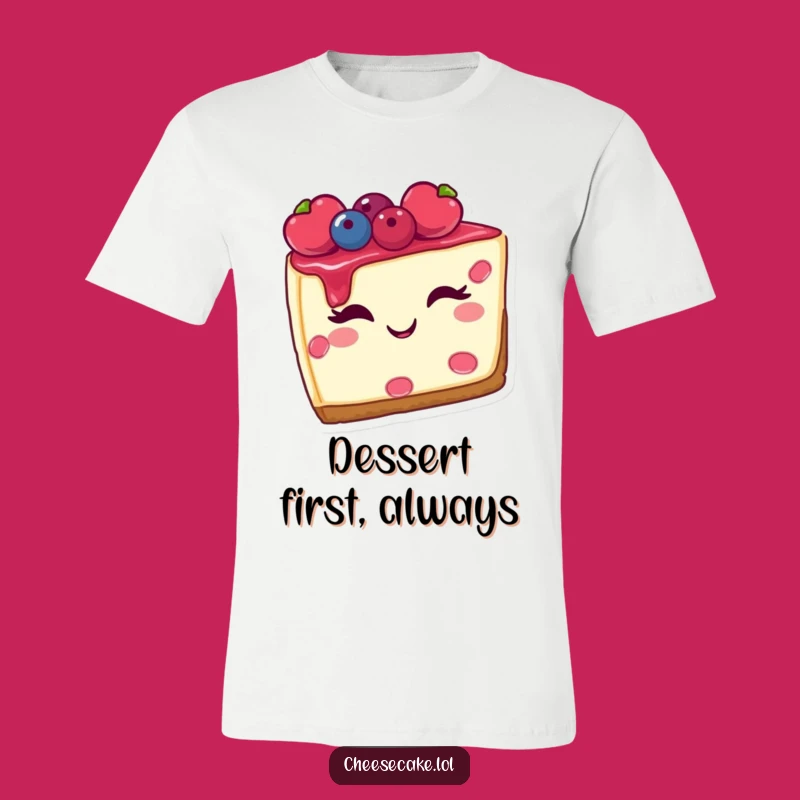 Funny Cheesecake T-Shirt, Winking Berry Dessert Tee, Hilarious Gift for Sweet Treat Fans
