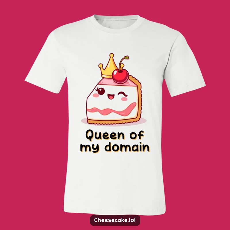 Funny Cheesecake T-Shirt: Cute Crowned Slice Winks, Royal Vibes Tee!