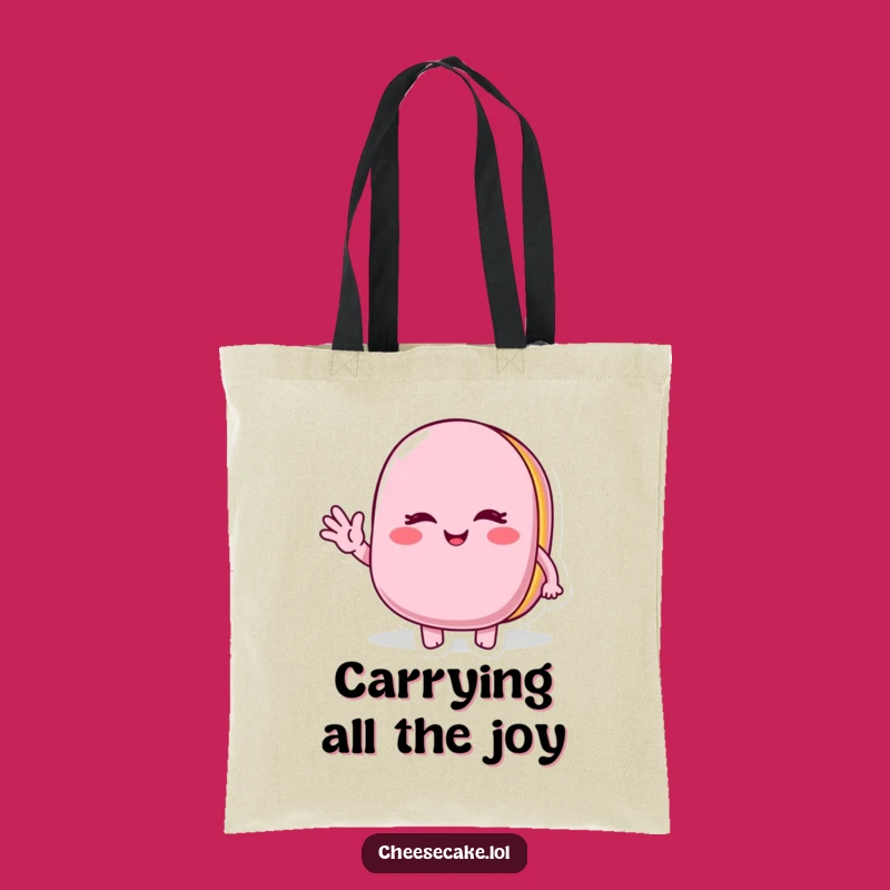 Funny Winking Macaroon Tote Bag: Carry Your Essentials with a Cheerful Wave, a Sweet Gift