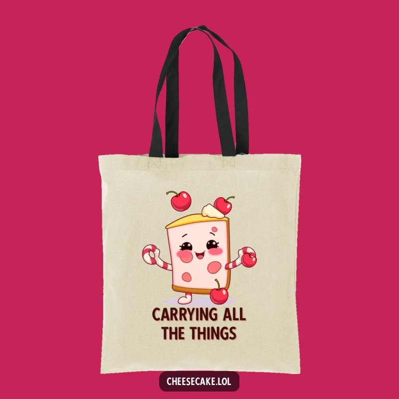 Funny Juggling Cheesecake Tote Bag: Carry Your Essentials with Festive Flair