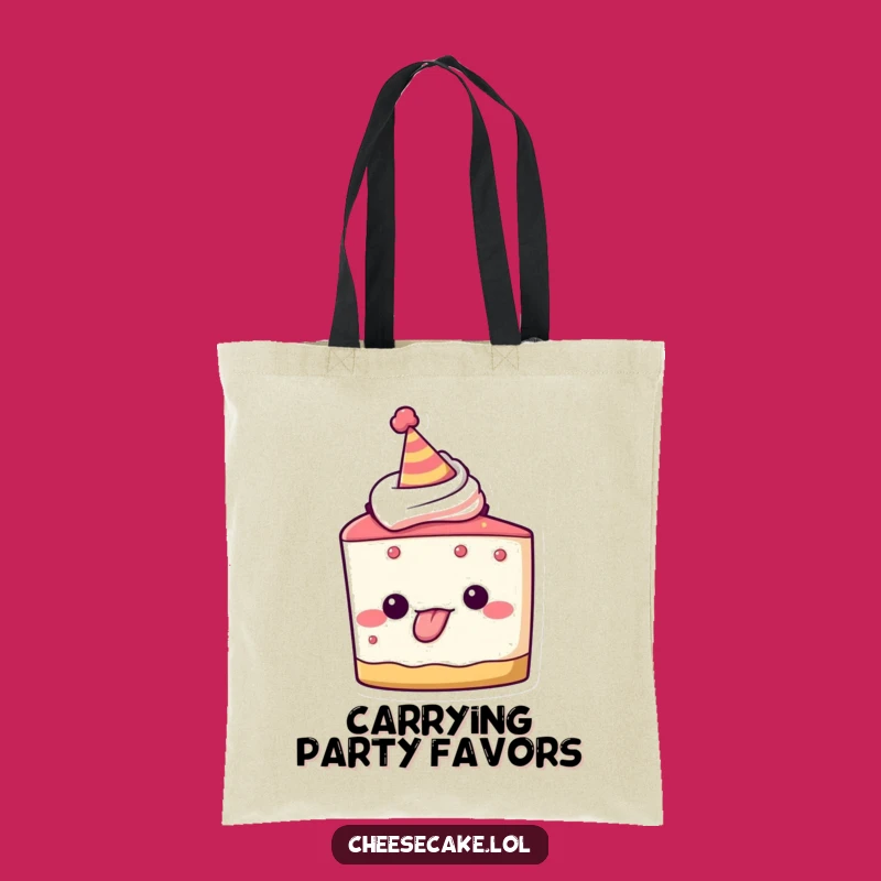 Funny Cheesecake Tote Bag, Playful Party Tongue Out Carryall, Hilarious Gift for Goofy Fun
