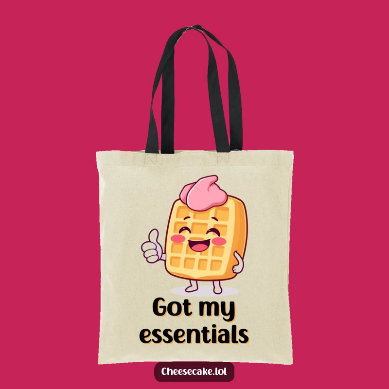 Funny Grinning Waffle Tote Bag: Carry Your Approval with a Thumbs Up, Practical Gift